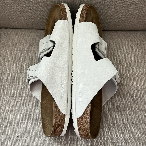 Birkenstock Arizona Slide Suede Leather Antique White Sandals Men’s Size 44 / 11 - Picture 6 of 8